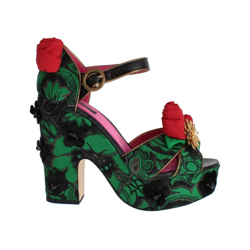 Dolce & Gabbana Women's Green Enchanted Sicily Crystal-Brocade Wedges