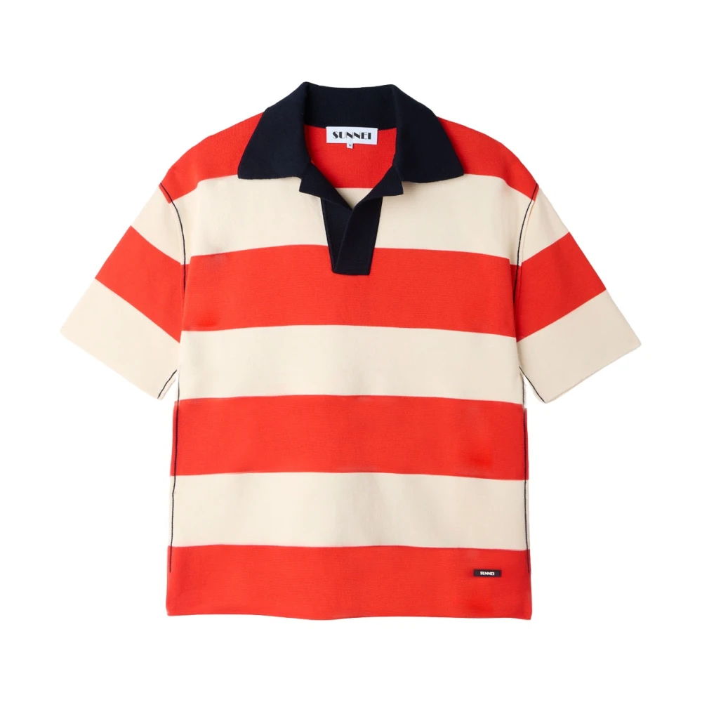 Sunnei Crème en Oranje Gestreept Polo Shirt Multicolor Heren