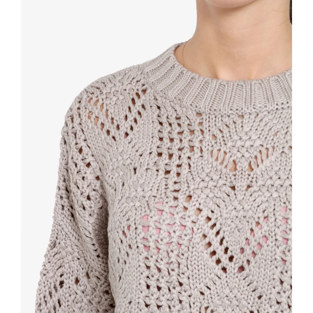Kaos Grijze Gebreide Trui met Geperforeerd Patroon Gray Dames