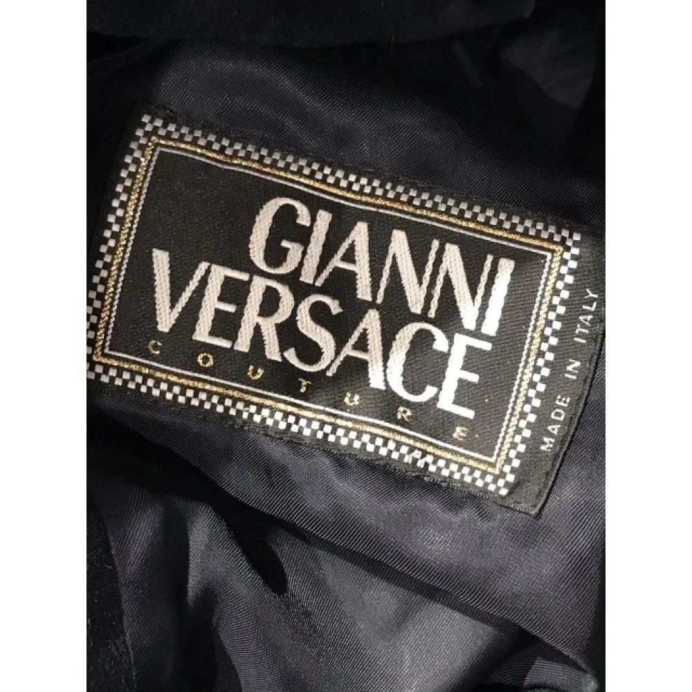 Versace Pre-owned Wool outerwear Black Dames