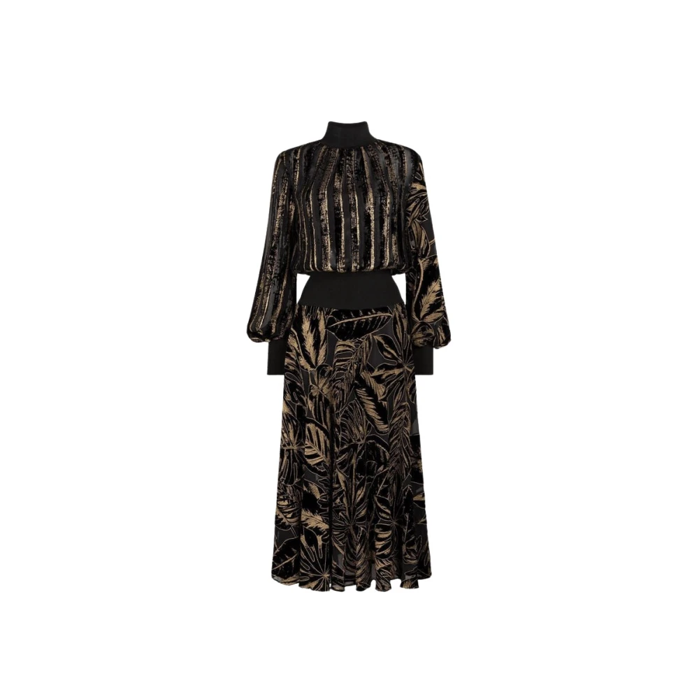 Roberto Cavalli Velvet-Devoré Jurk met Metallic Glans Black Dames