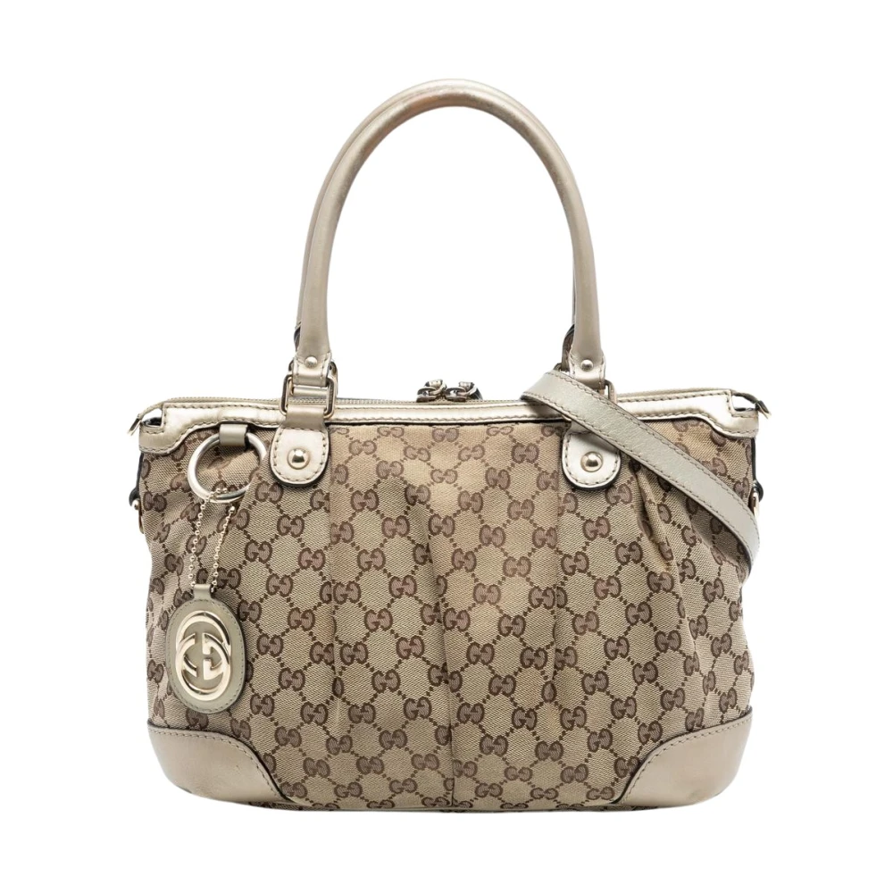Gucci Vintage Women's Brown Vintage Handbags, One Size, Pre-Owned Printed Tote Bag