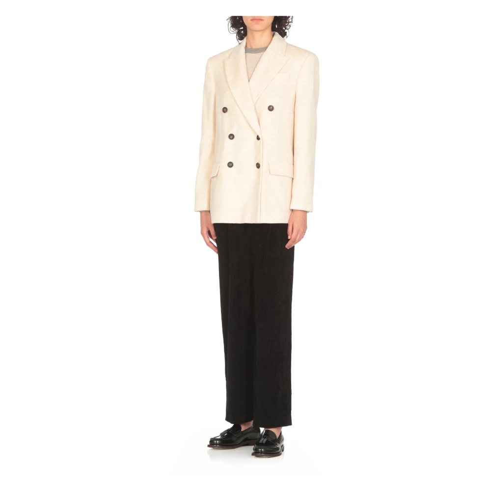 BRUNELLO CUCINELLI Elegant Ivory Double-Breasted Blazer Beige Dames