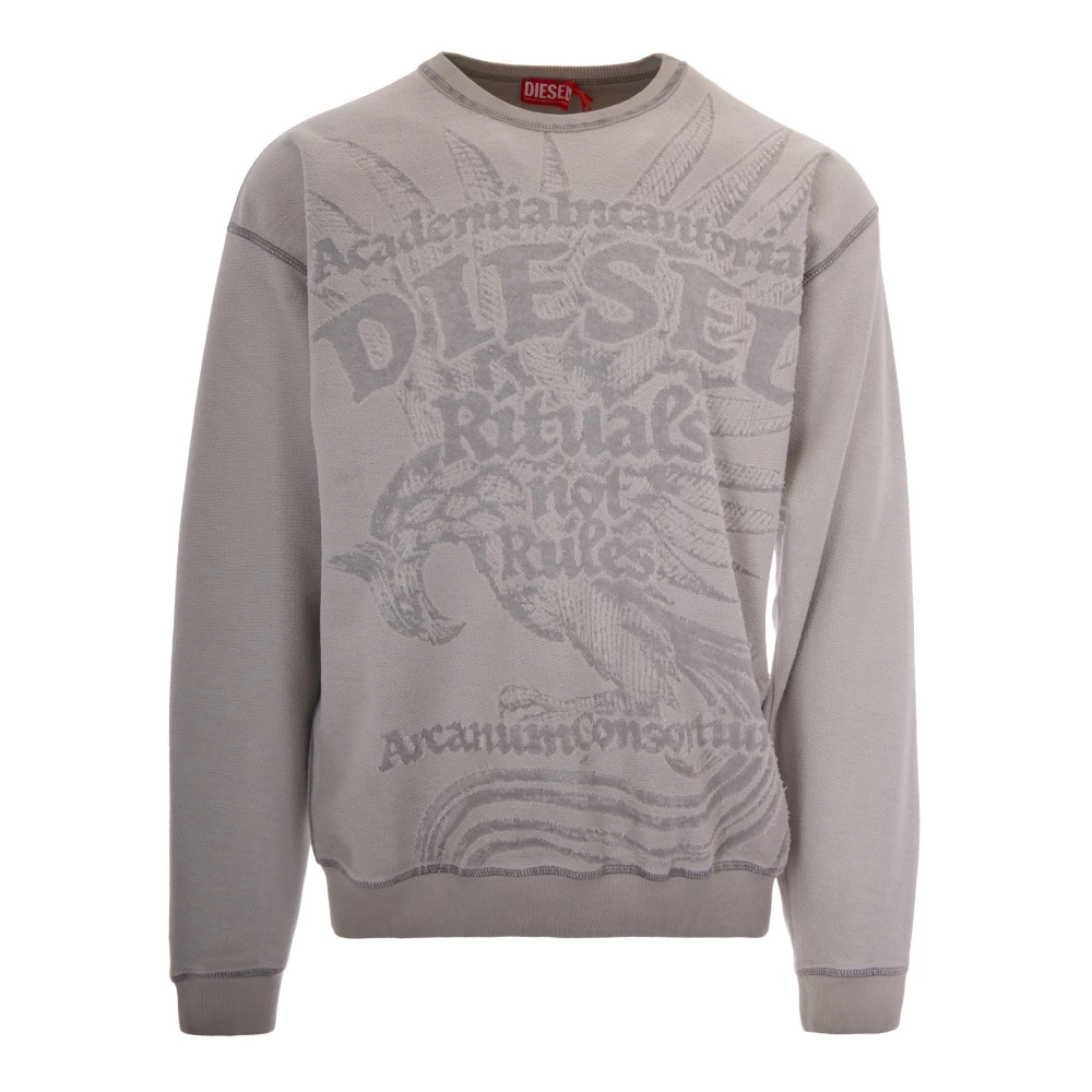 Diesel S-Aron-Raw Sweatshirt - Male - Sweatshirts - Gray - S - Sweatshirts & Hoodies