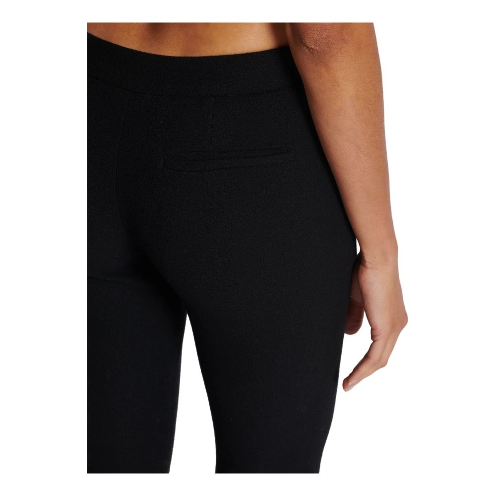 Balmain Dubbele Crepe Uitlopende Broek Black Dames