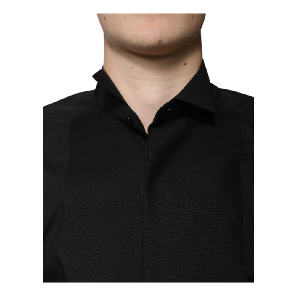 Dolce & Gabbana Zwarte Katoenen Overhemd Slim Fit Black Heren