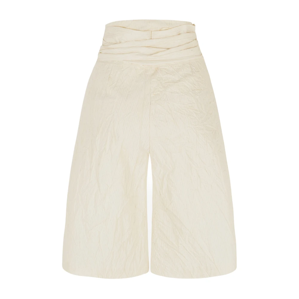 Cortana Gilda korte broek in katoen papier en linnen Beige Dames