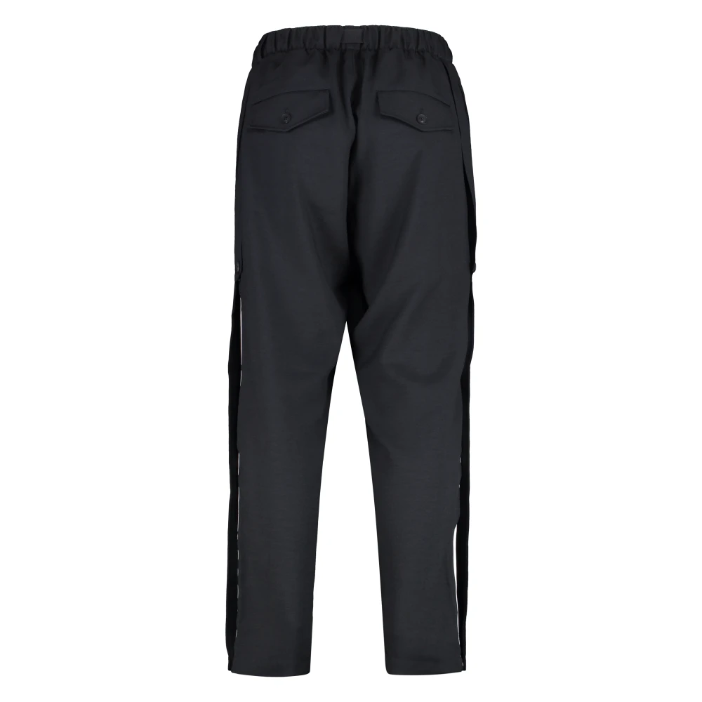 Y-3 Broek met verstelbare taille en zijsplitten Black Heren