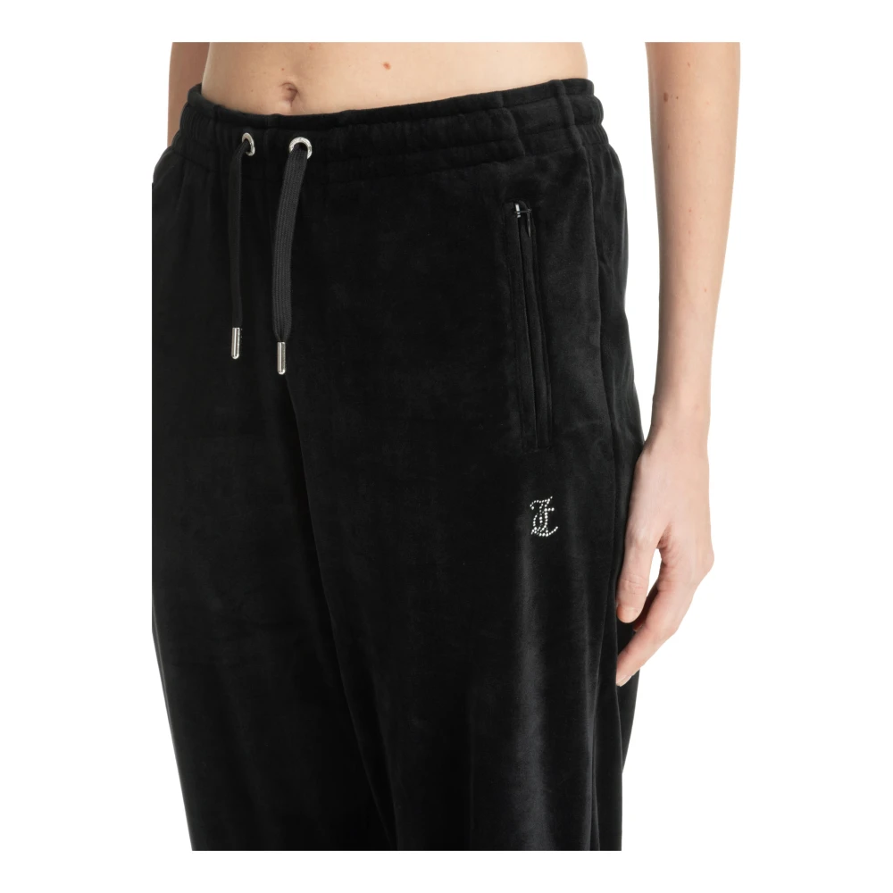 Juicy Couture Middelhoge taille Trekkoord Sweatpants met Swarovski Black Dames