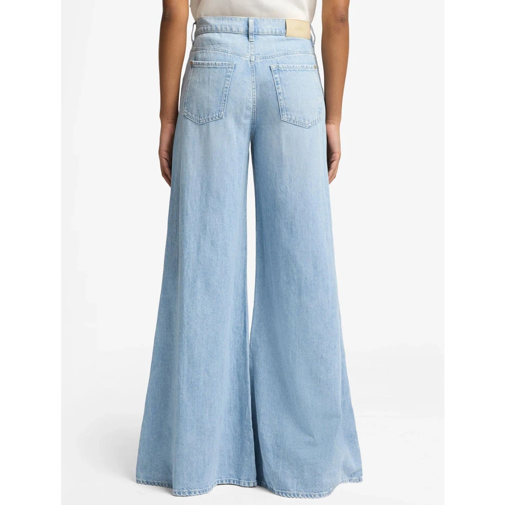 7 For All Mankind Vintage Linnen Denim Wijde Pijp Jeans Blue Dames