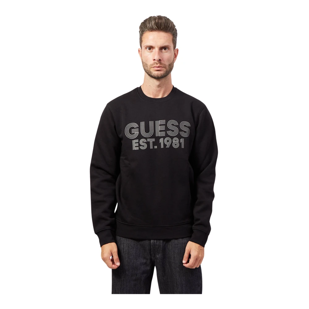 Guess Zwarte Crewneck Sweater Black Heren