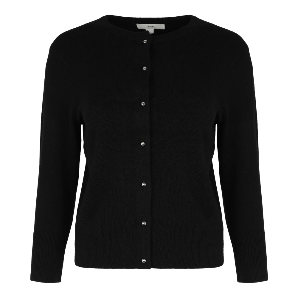 Vince Women's Black Cashmere Knitwear, M, Metal-Button Wool & Cashmere-Blend Cardigan