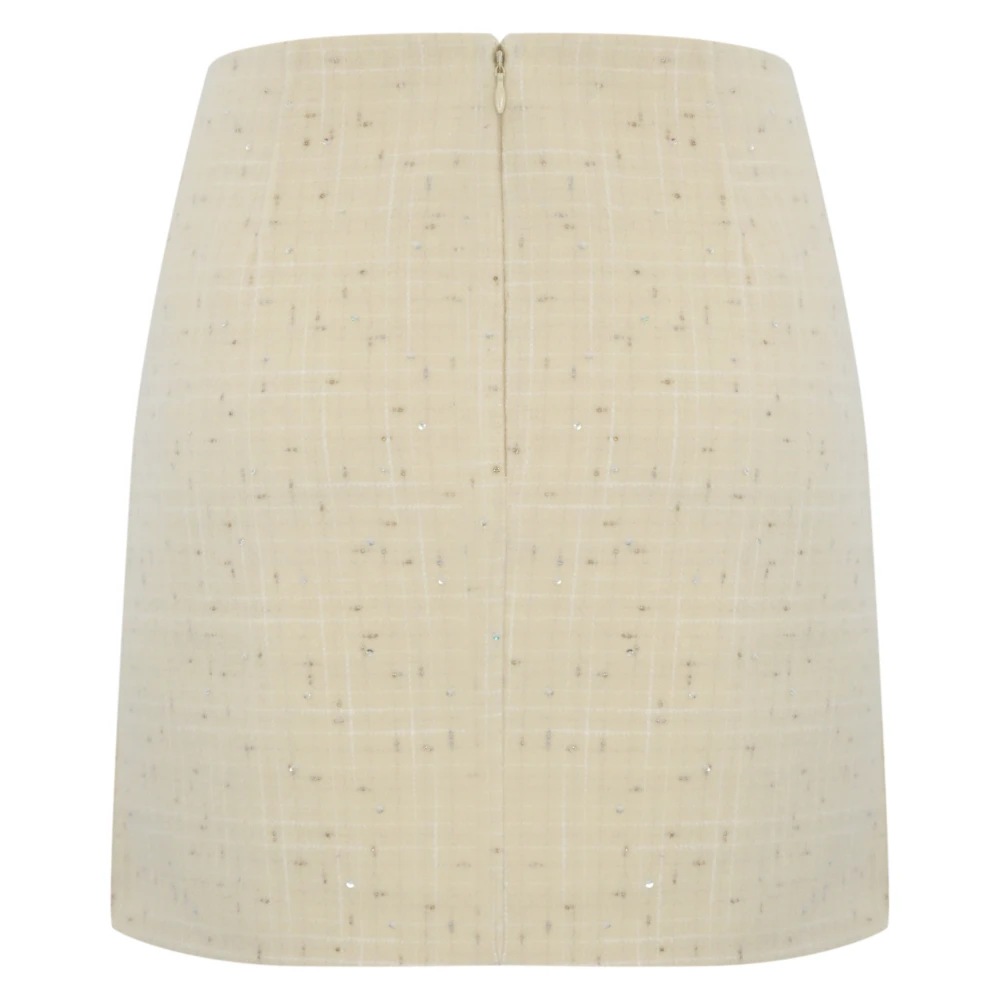 MC2 Saint Barth Wollen Tweed Mini Rok Lurex Details Beige Dames