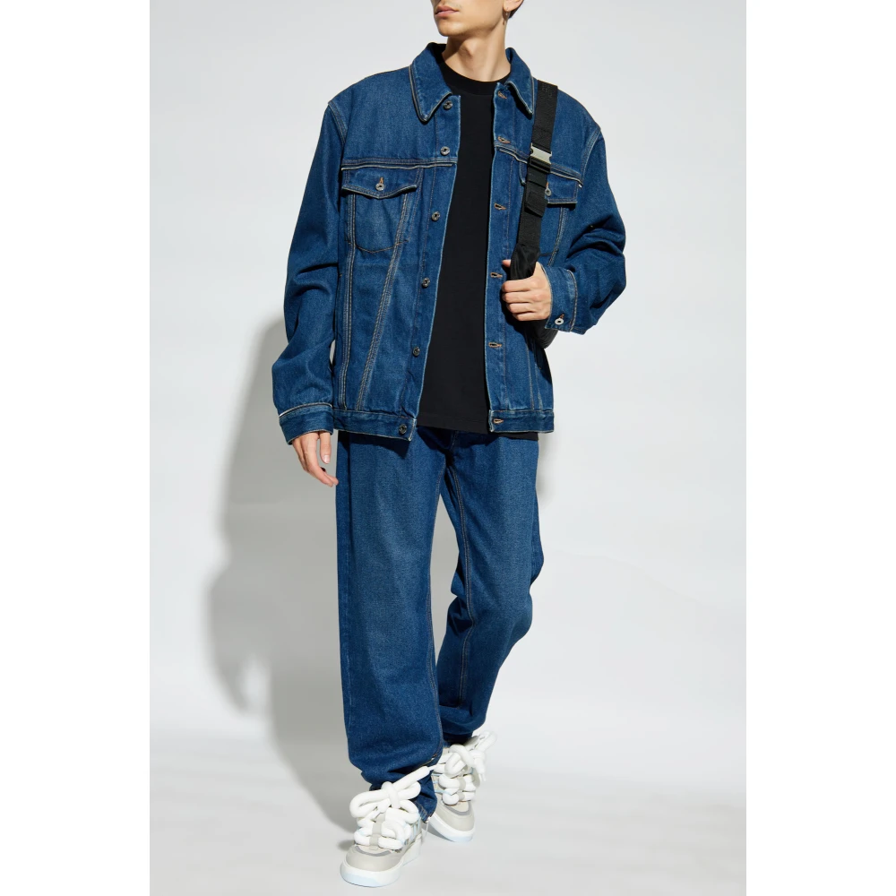 Off White Jeans met logo Blue Heren