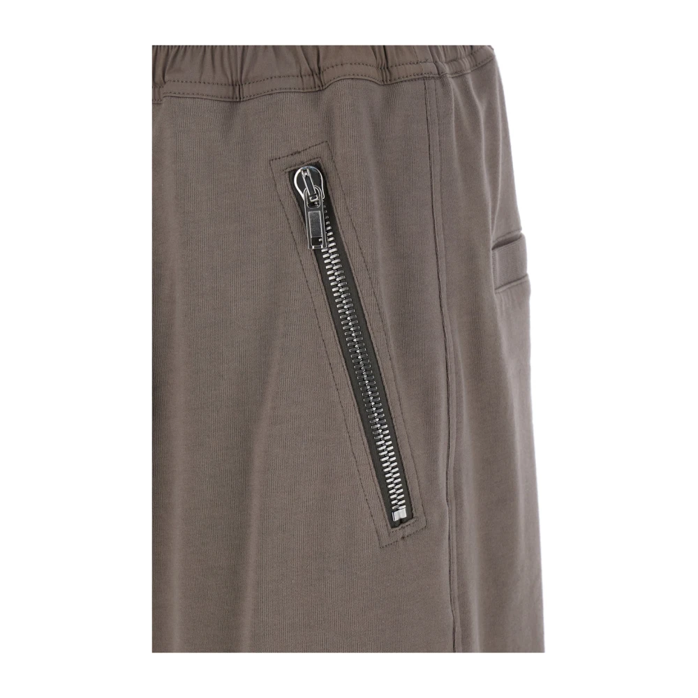 Rick Owens Elastische Taille Grijze Katoenen Broek Brown Heren