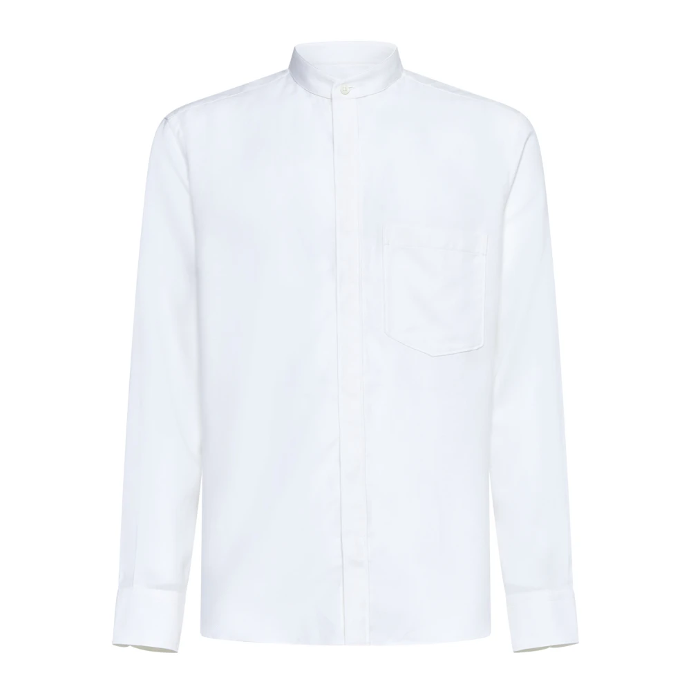 Ermenegildo Zegna Witte Katoenen Mandarin Kraag Shirt White Heren