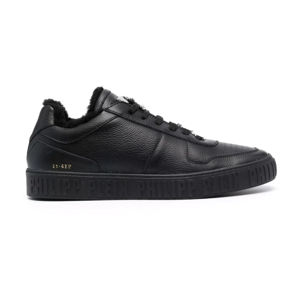 Philipp Plein Zwarte leren lo-top sneakers Heren Schoenen