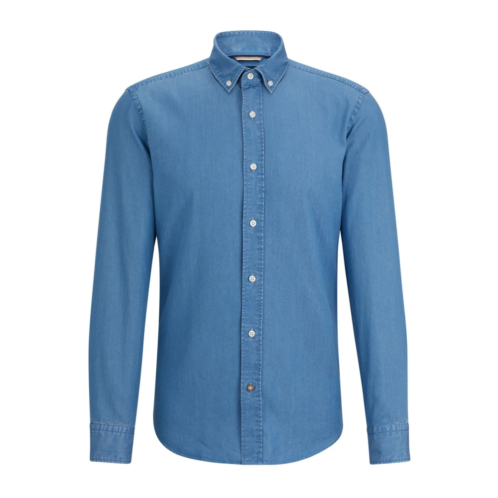 Boss Casual Overhemd van Jeansstof Blauw Blue Heren