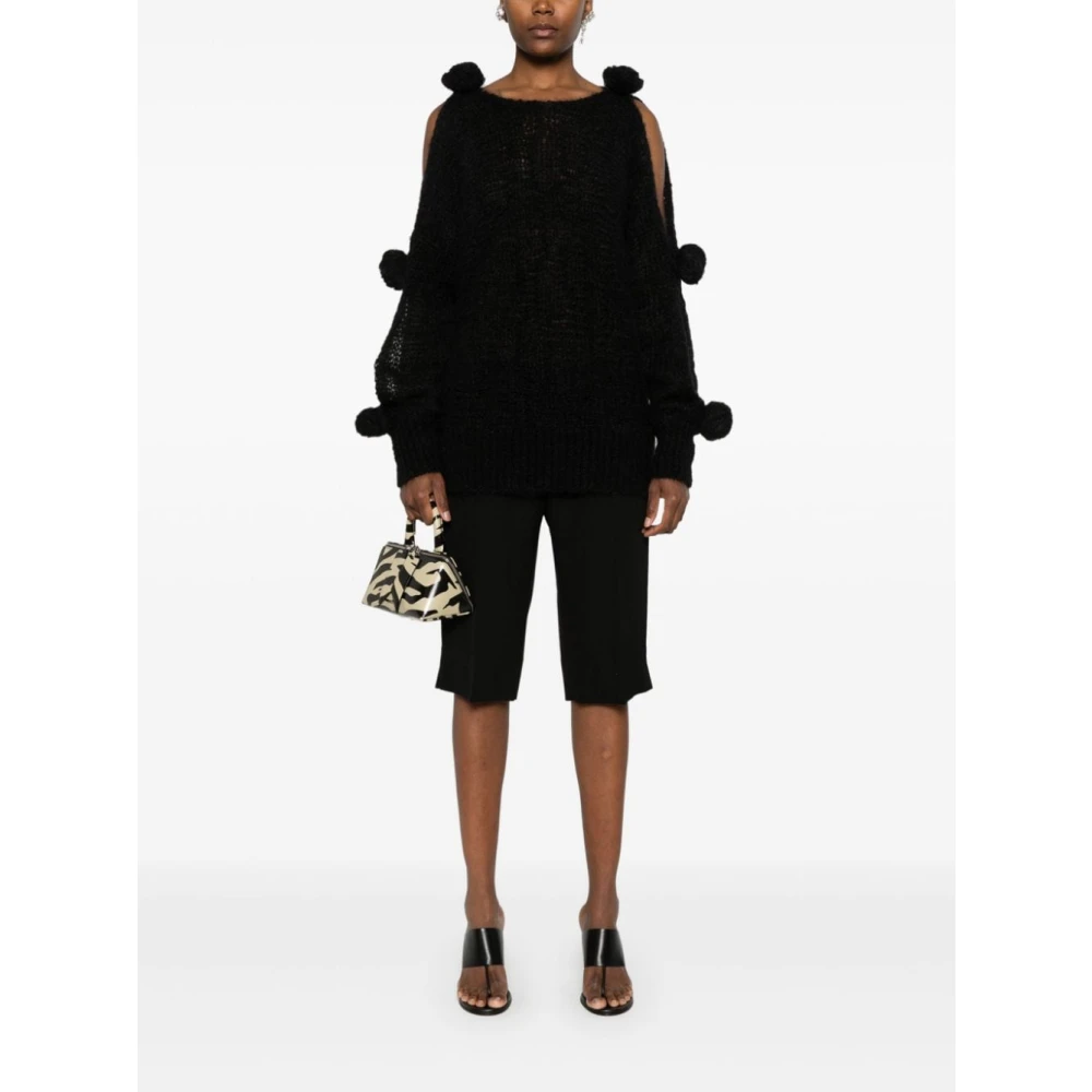 Blumarine Zwarte Trui met 3D Rozen Details Black Dames