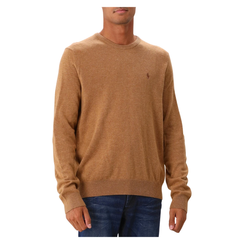 Ralph Lauren Merino RWS Stickad Långärmad Tröja Latte Brun Brown, Herr