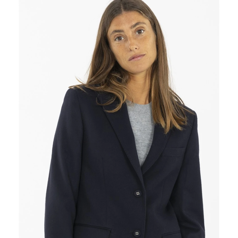 Officine Générale Reverskraag Wollen Blazer Blue Dames