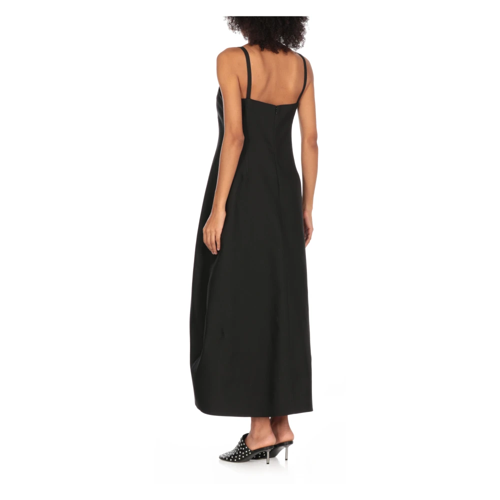 Jil Sander Zwarte zijden blend hart halslijn jurk Black Dames