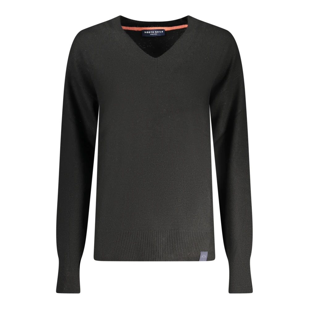 North Sails Women's Black V-Neck Knitwear, S, Round-Neck Knitwear
