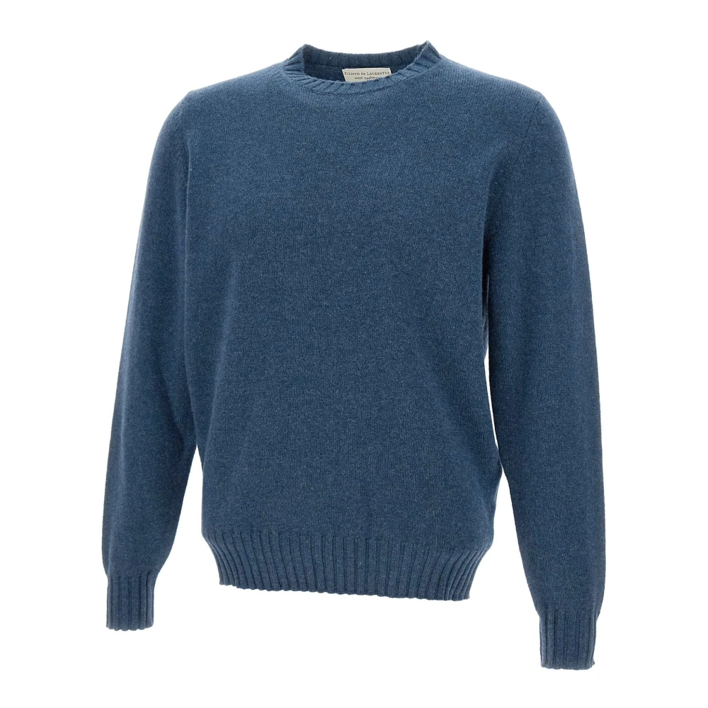 Filippo De Laurentiis Heren Wol Kasjmier Crew Neck Sweater Blue Heren