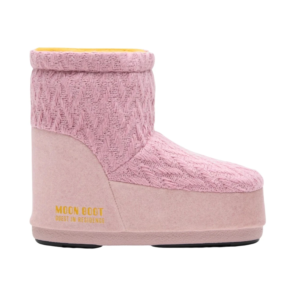 Moon Boot , Skiing & Snowboarding, Female, Pink, 3 Uk, Icon Low No Lace Knit Boots