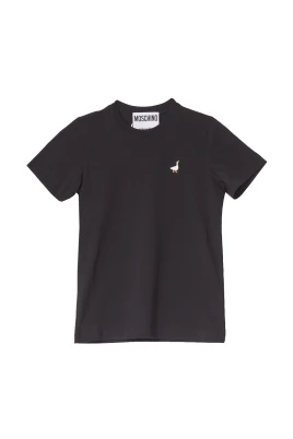 Svart Anka Broderad Kortärmad T-shirt