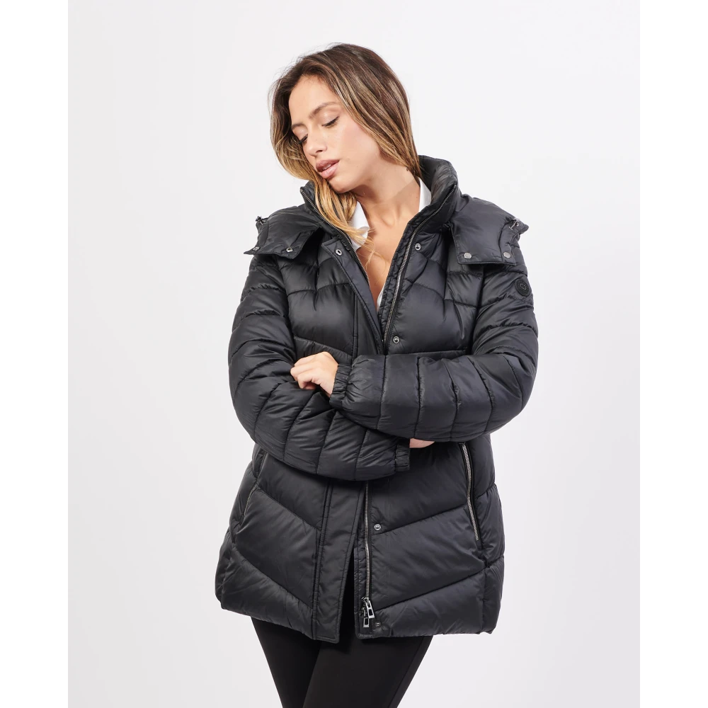 Gerry Weber Gewatteerde capuchonjas zwart Black Dames