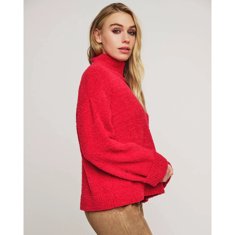 Rino&Pelle Mock Neck Sweater Karen Pullover Red Dames