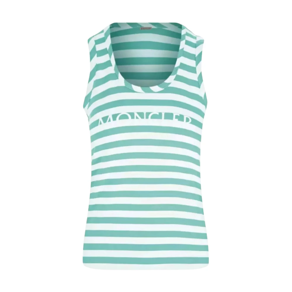 Moncler Groen en wit gestreepte mouwloze top Multicolor Dames