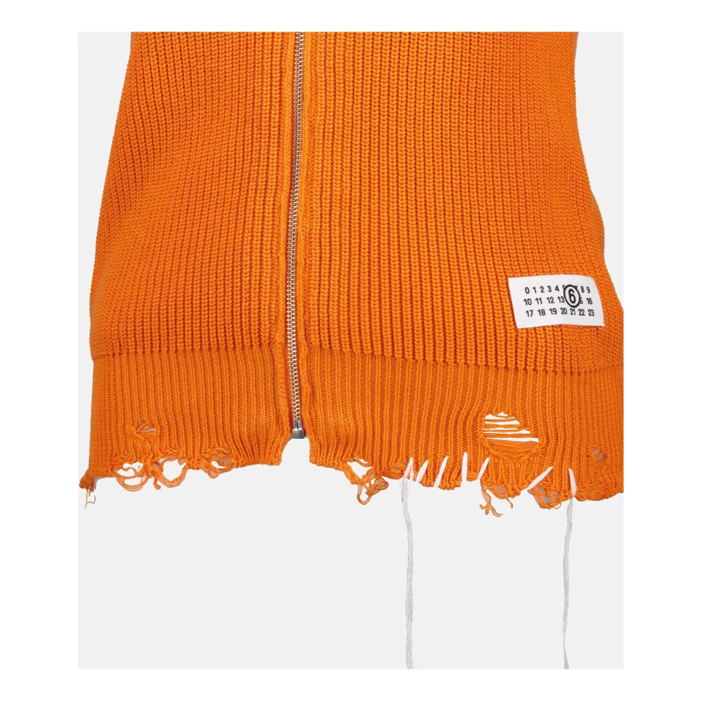 MM6 Maison Margiela Geribde gebreide sleeveless trui vest Orange Dames