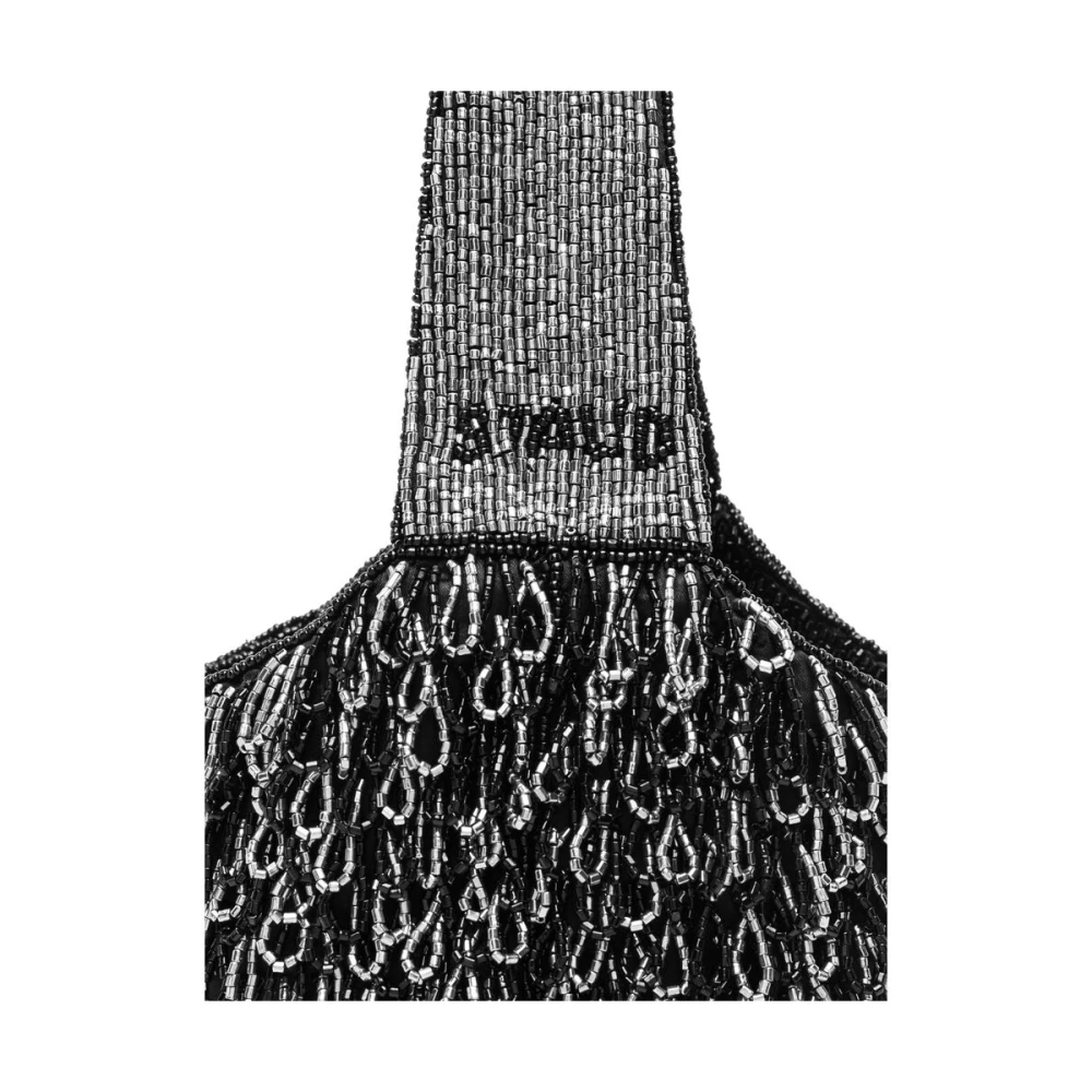 Staud Kralen Zwarte Handtas met Logodetails Black Dames