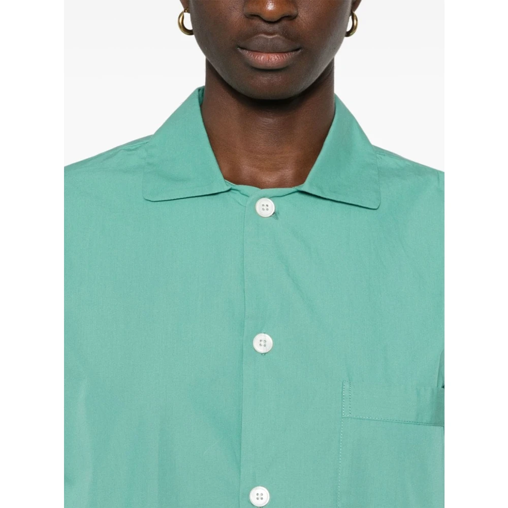 Tekla Groene Katoenen Pyjama met Knoopsluiting Green Dames