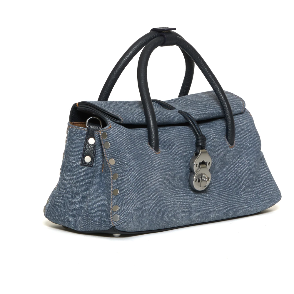 Zanellato Blauwe Canvas Schoudertas Elegantie Blue Dames