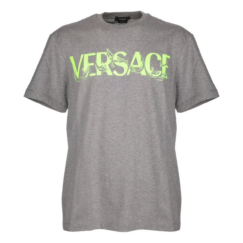Versace Grå Bomull T-Shirt - Regular Fit Gray, Herr