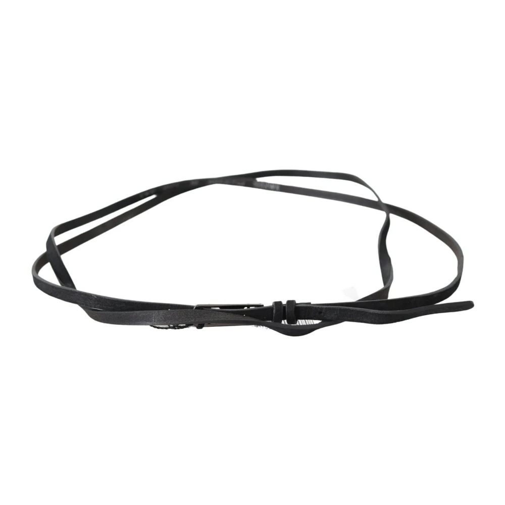 Costume National Verstelbare Zwarte Leren Riem Black Dames