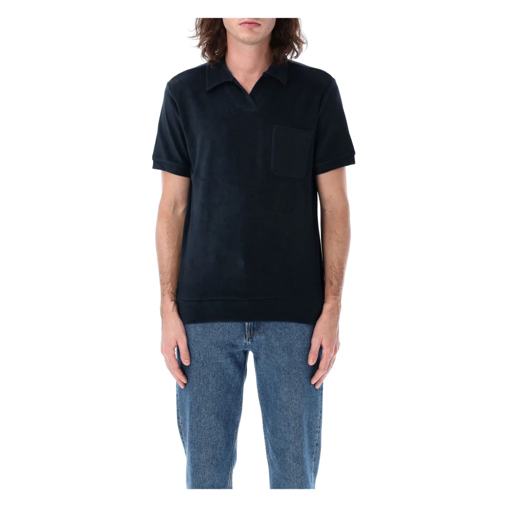 A.p.c. Donkerblauw Poloshirt met V-hals Blue Heren