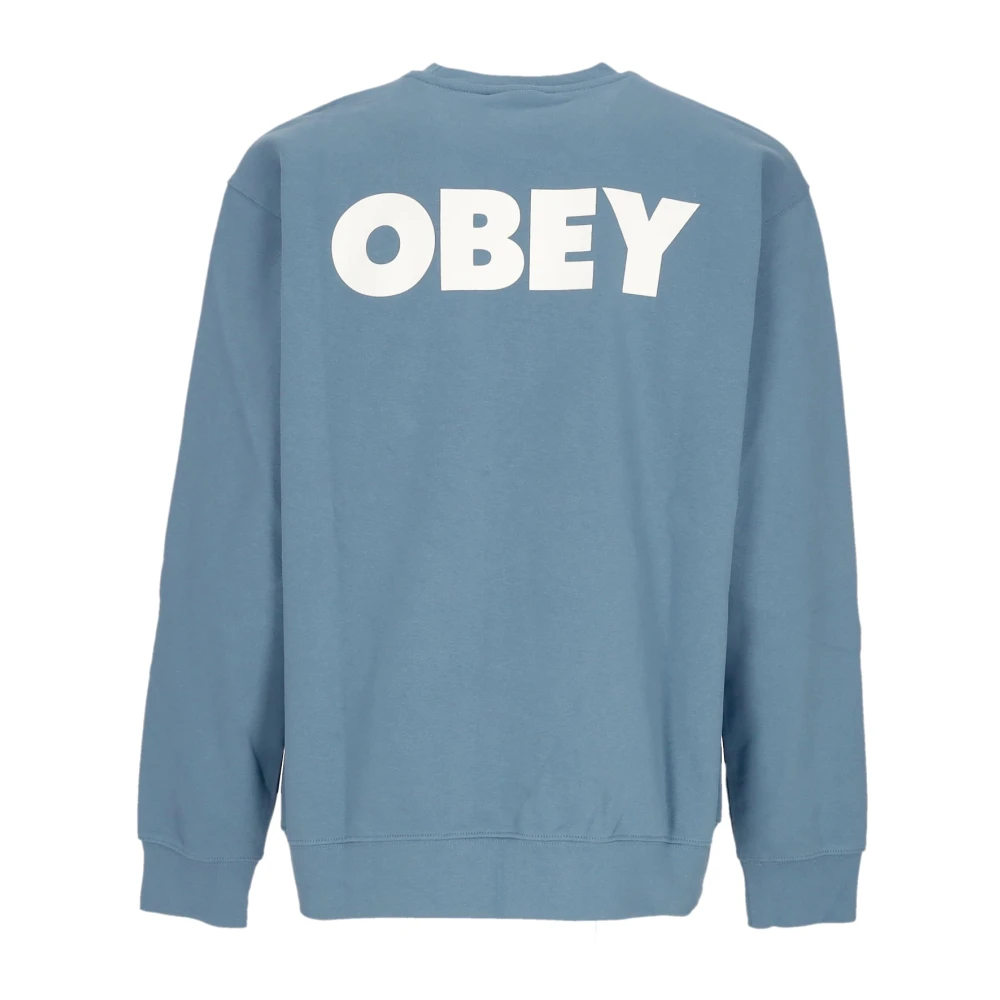 Obey Gedurfd Box Fit Crewneck Sweatshirt Blue Heren
