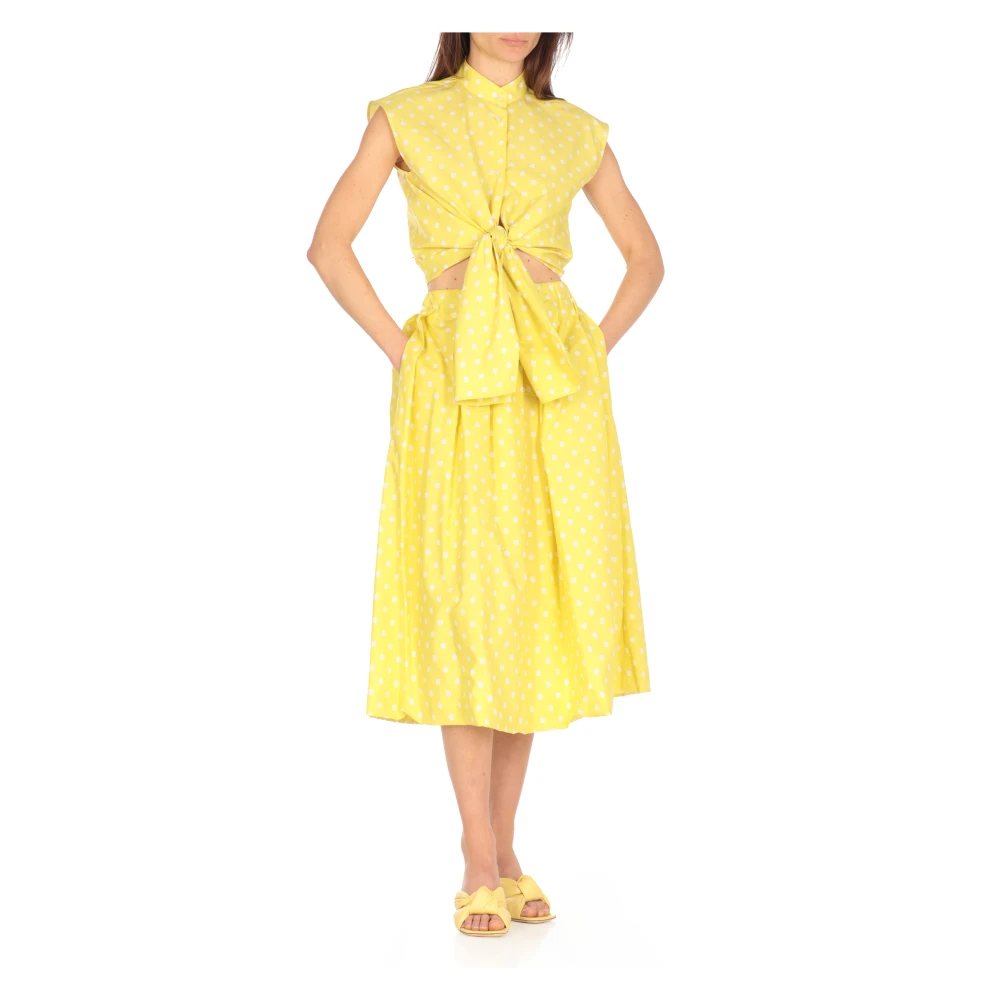 Fabiana Filippi Gele Mouwloze Pois Patroon Overhemd Yellow Dames