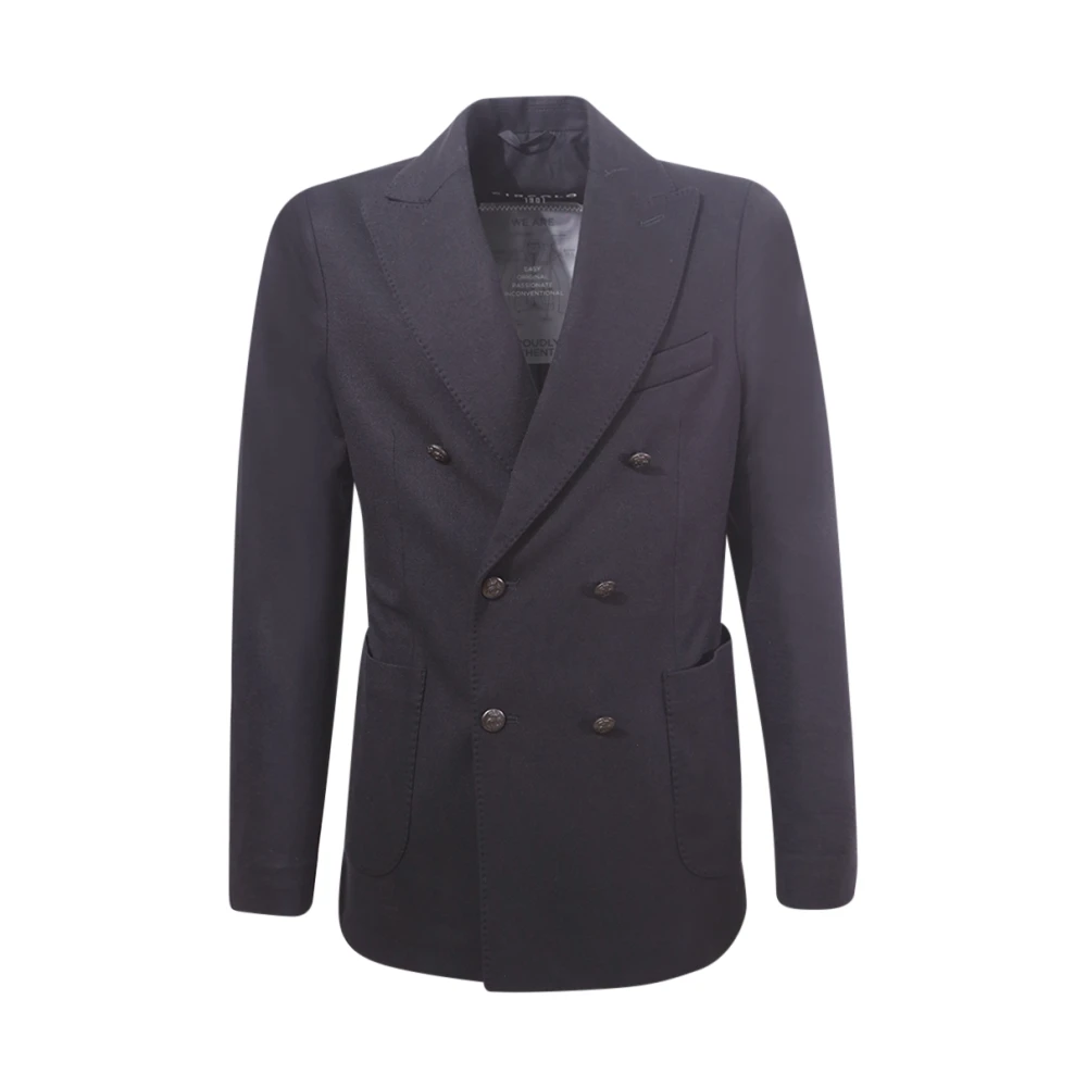 Circolo 1901 Zwarte Wol Kasjmier Jas Peak Revers Black Heren