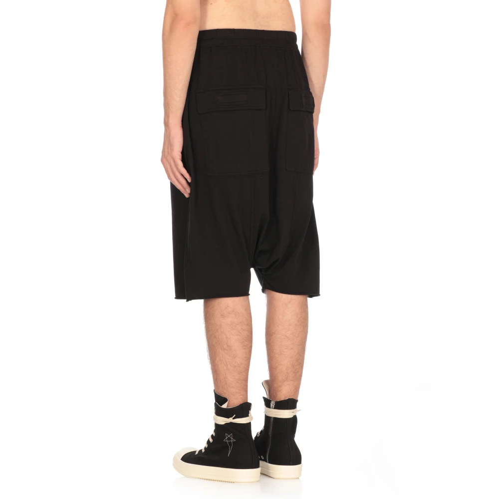 Rick Owens Zwarte Katoenen Bermuda Shorts Elastische Taille Black Heren