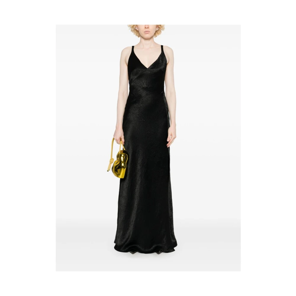 alexander mcqueen Zwarte V-hals Mouwloze Jurk tot op de vloer Black Dames