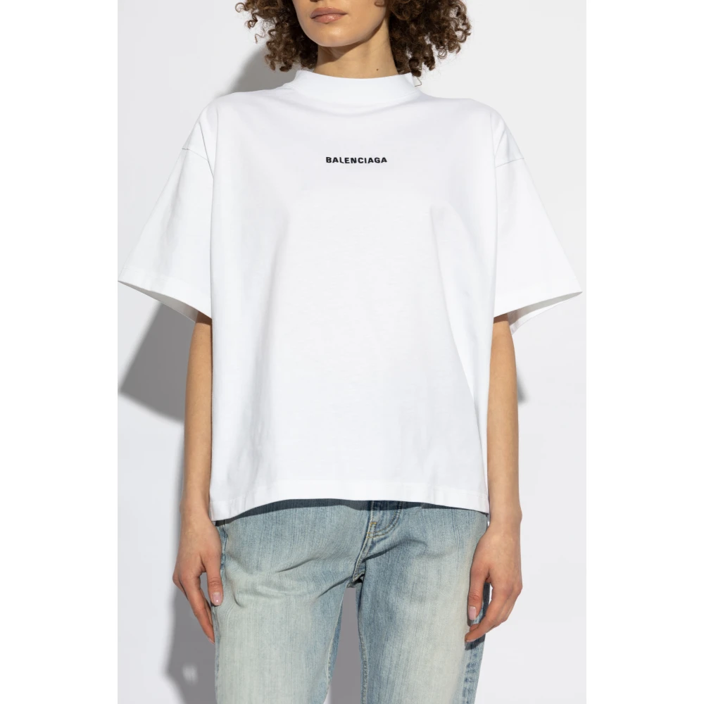 Balenciaga Logo T-Shirt White Dames