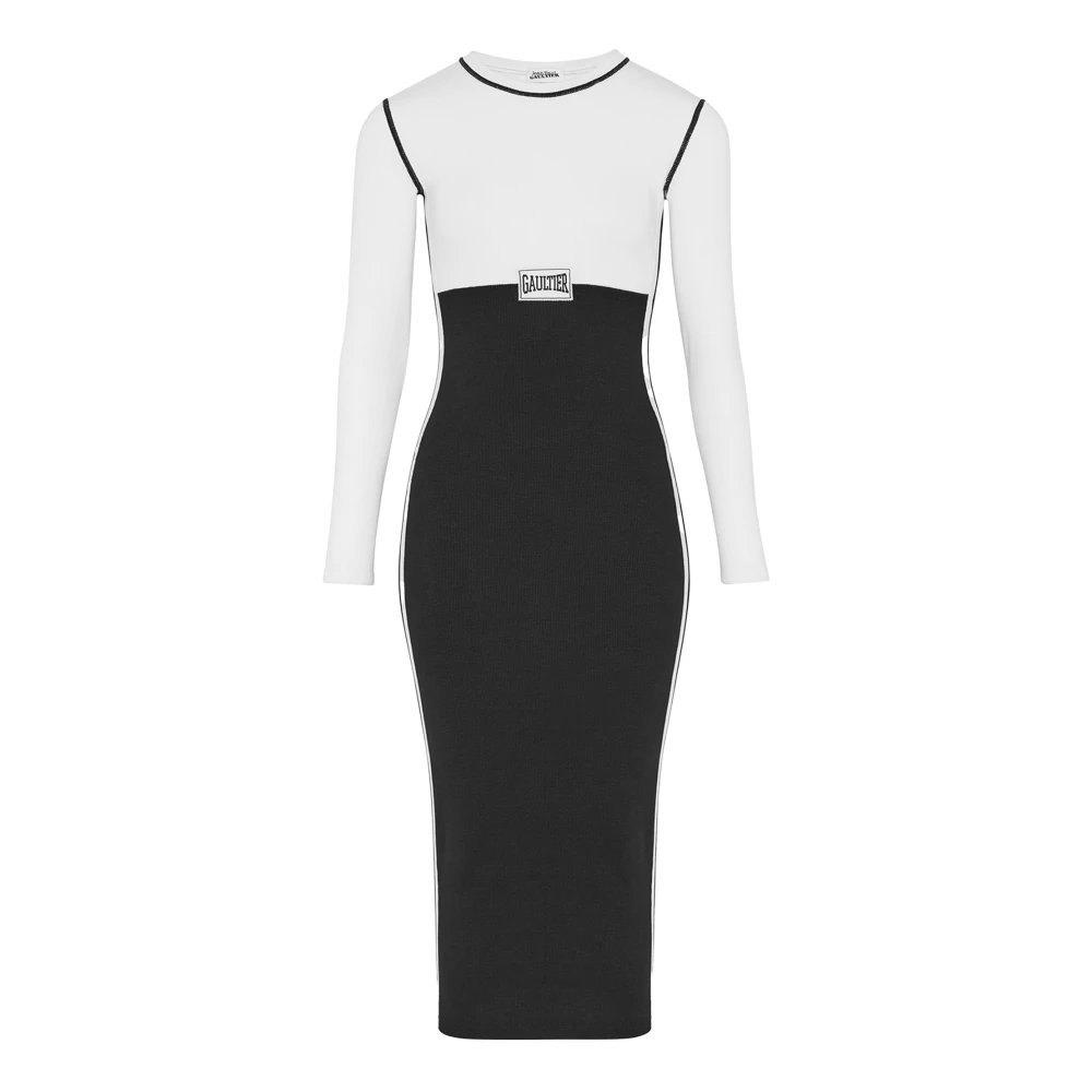 Jean Paul Gaultier Witte Color-Block Jurk Elegante Stijl Multicolor Dames