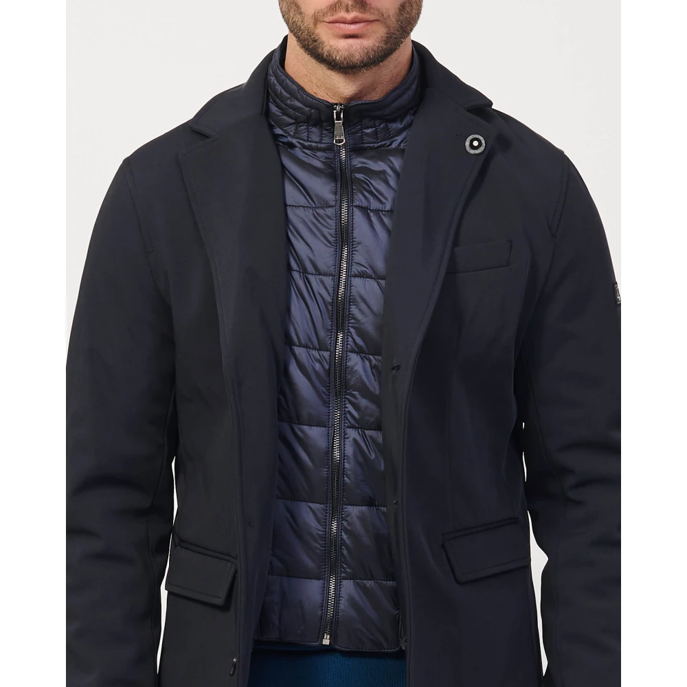 YES ZEE Elegante Blauwe Jas met Gewatteerd Binnenvest Blue Heren