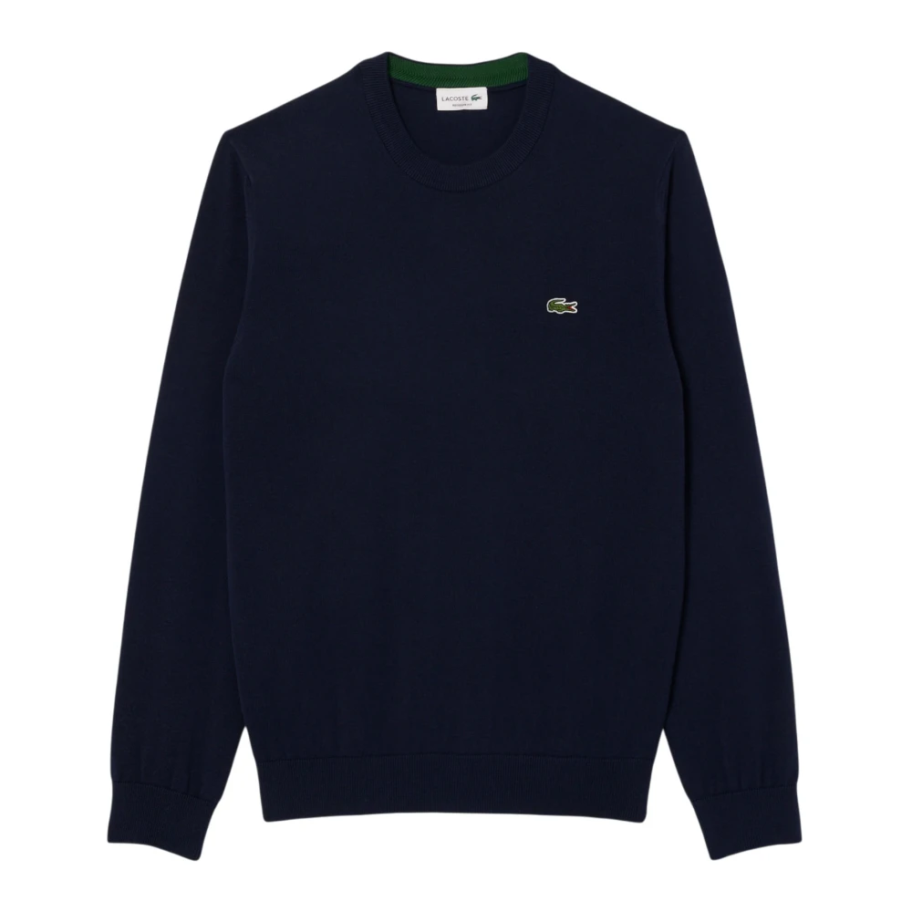 Lacoste Men's Blue Sweatshirts, S, Solid Crew Neck Jumper