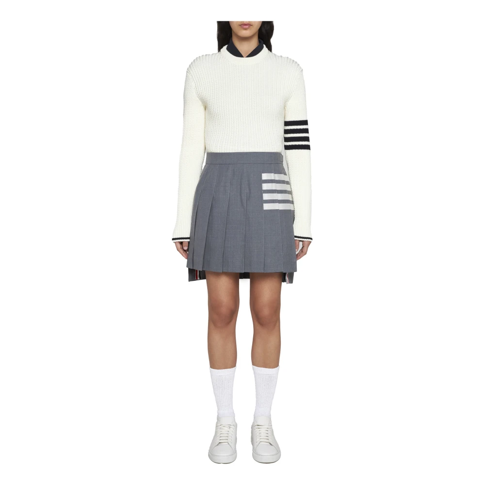 Thom Browne Witte Baby Cable Sweater White Dames